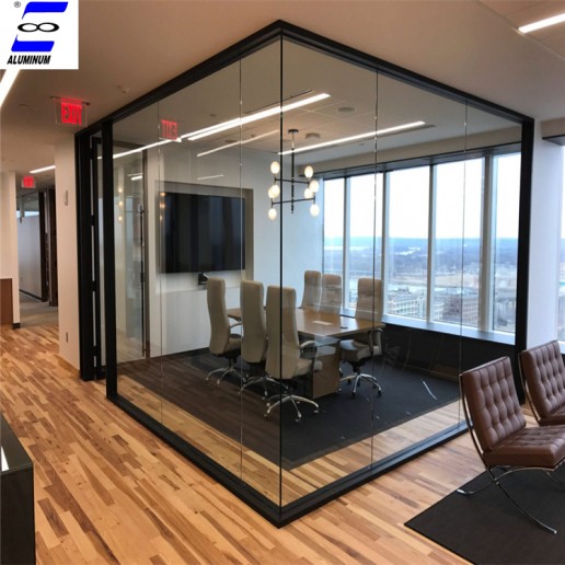Full glass tempered clear glass office partitions