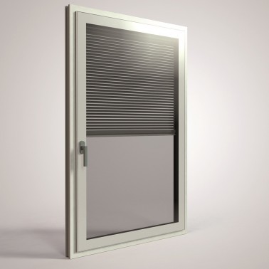 aluminum white french casement windows with automatic opener mosquito net built in blinds