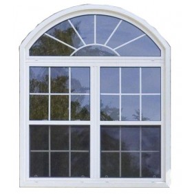Arch design double glass aluminum casement window with fixed glass