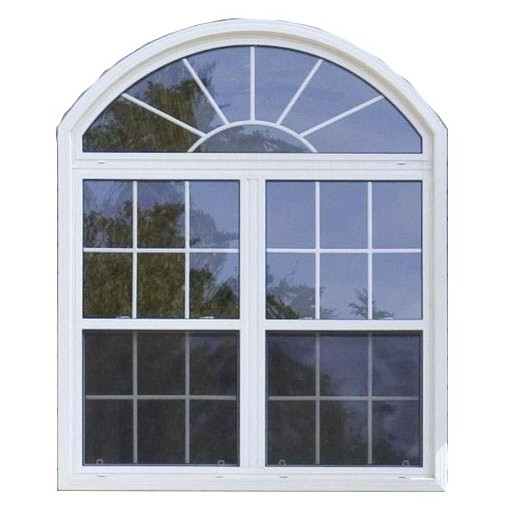 Arch design double glass aluminum casement window with fixed glass