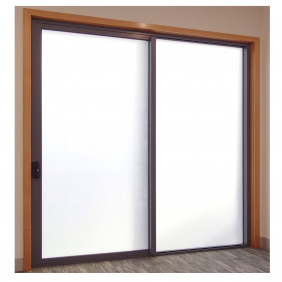 Powder coated 2 panel push open aluminium frame sliding glass door for commercial use