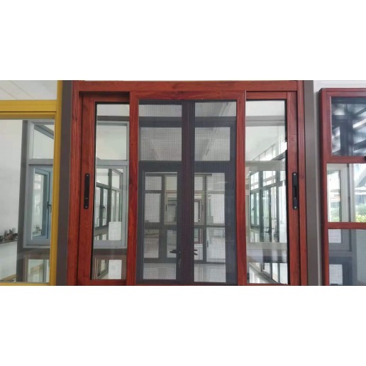 wood grain aluminum sliding window prices with mosquito net