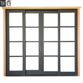 Aluminum Horizontal Simple design Sliding Door With tempered Glass Grill Design