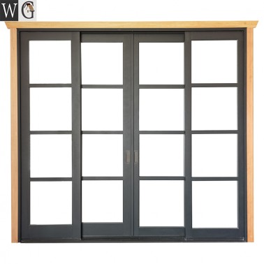 Aluminum Horizontal Simple design Sliding Door With tempered Glass Grill Design