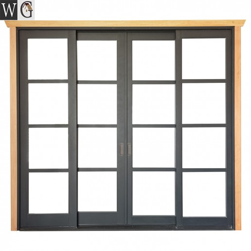 Aluminum Horizontal Simple design Sliding Door With tempered Glass Grill Design