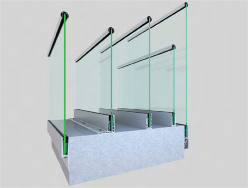 Aluminum interior glass rail