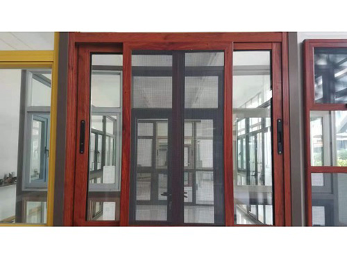 wood grain aluminum sliding window