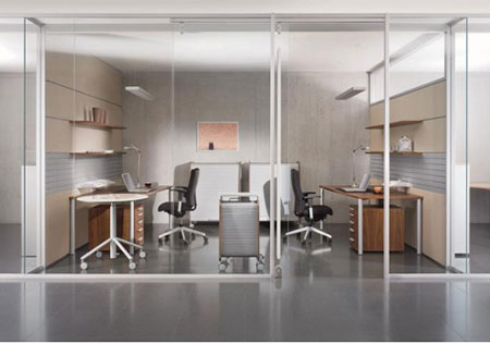 Full glass tempered clear glass office partitions